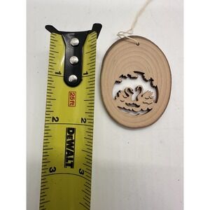 Wood Slice Swan Ornament Hand Cut Wooden Hanging Decor Natural Rustic 3"